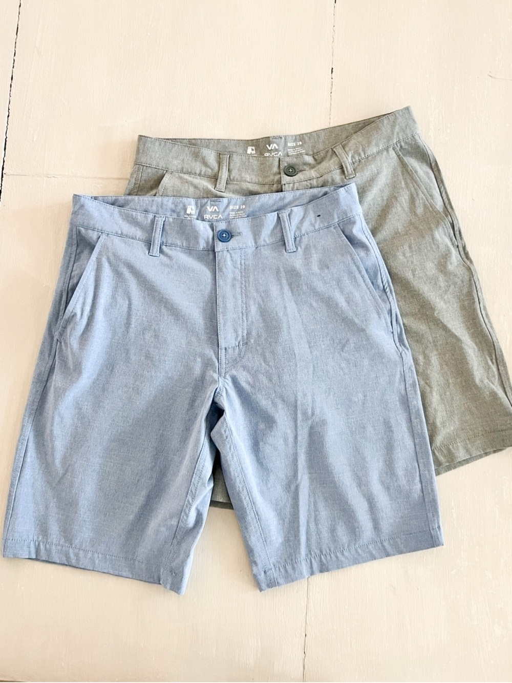 RVCA VA Performance Shorts Bundle Men Size 29 Blue & Gray Hybrid Chino Lot of 2